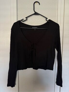 Brave Soul Black Long-Sleeve Tie-Front Shirt